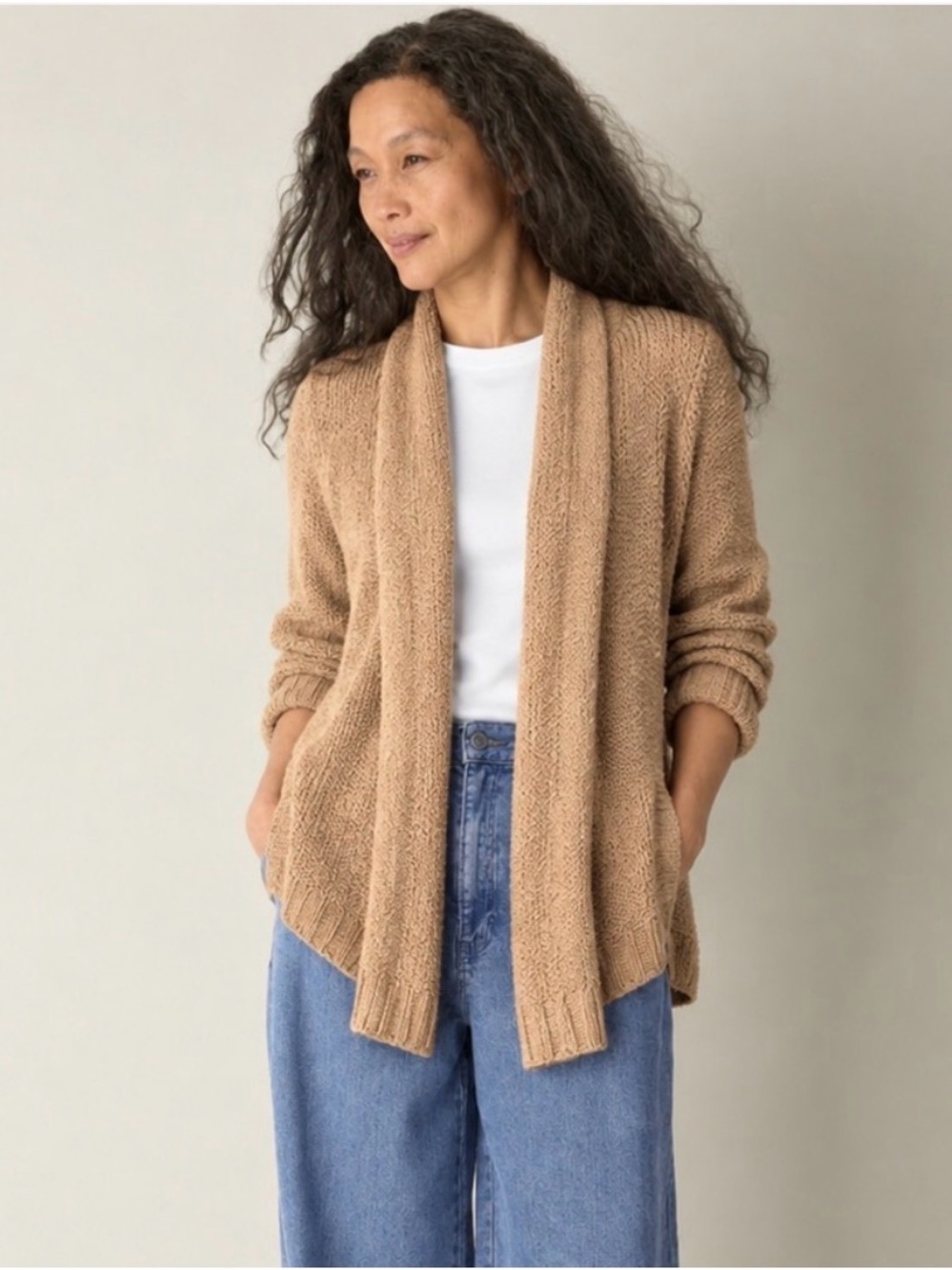 [$898] EILEEN FISHER Wool/Silk/Cashmere LTD Edition Open-Front Sweater Cardigan